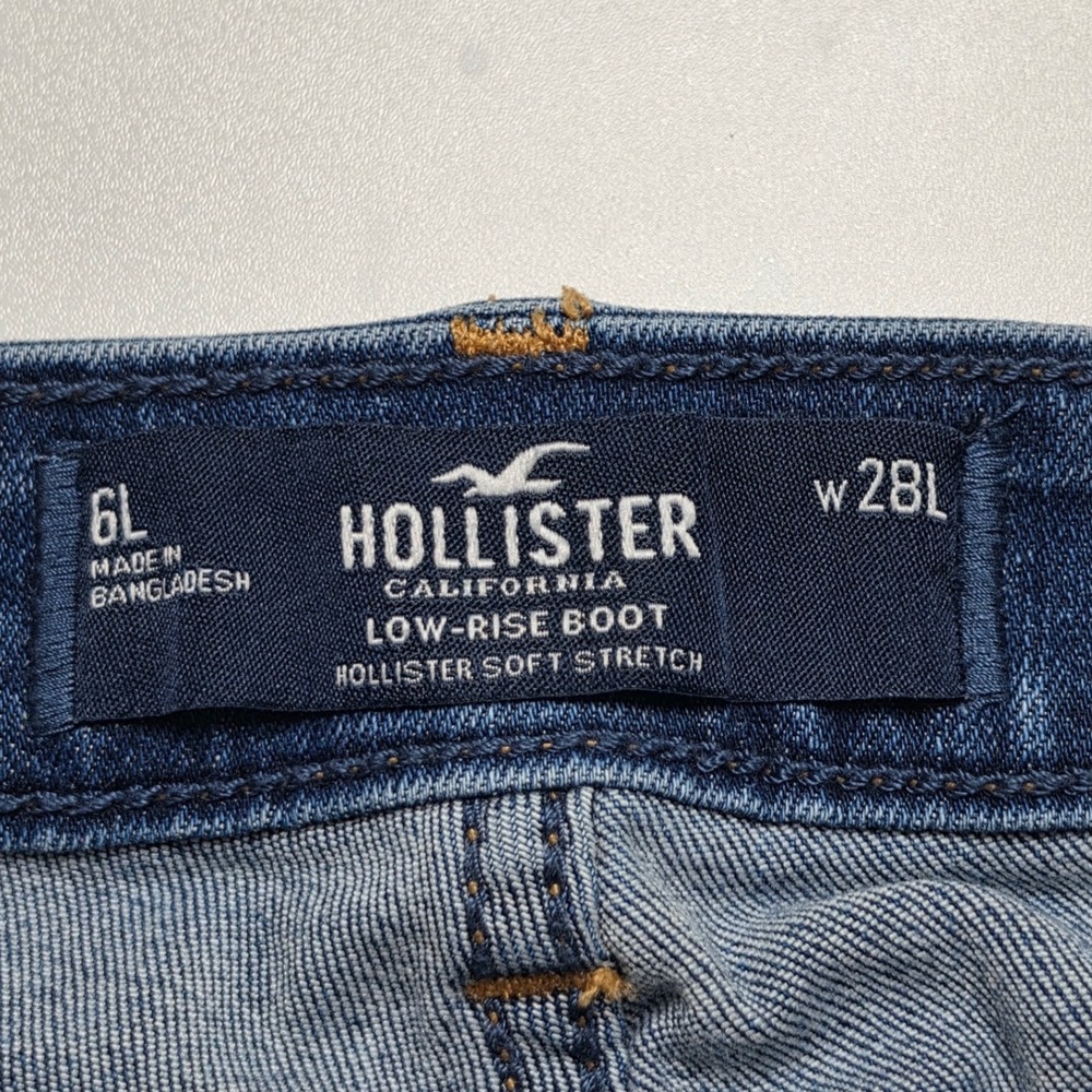 Hollister Womens Size 6 Long Blue Low Rise Bootcut Stretch Jeans Y2K Style - Picture 4 of 10